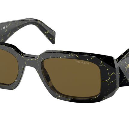 Prada PR17WS Rectangle Sunglasses  19D01T-Black/Yellow Marble 49-145-20 - Color Map Black
