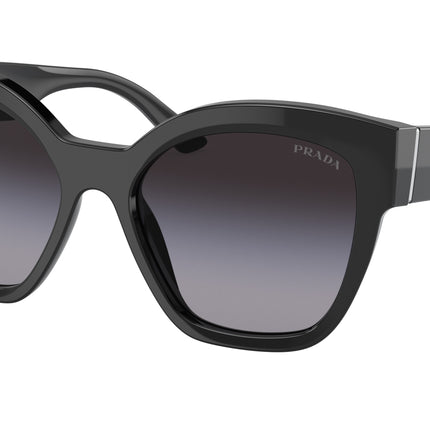 Prada PR17ZSF Square Sunglasses  1AB09S-Black 55-140-17 - Color Map Black