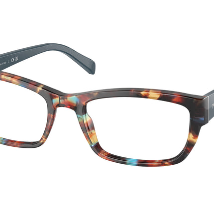 Prada HERITAGE PR18OV Rectangle Eyeglasses  NAG1O1-Havana Spotted Blue 52-135-18 - Color Map Brown