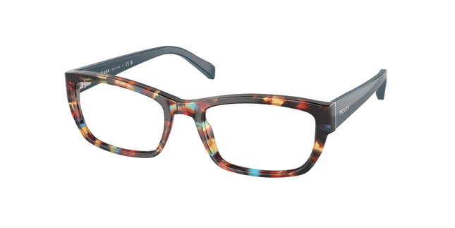 Prada HERITAGE PR18OV Rectangle Eyeglasses  NAG1O1-Havana Spotted Blue 52-135-18 - Color Map Brown