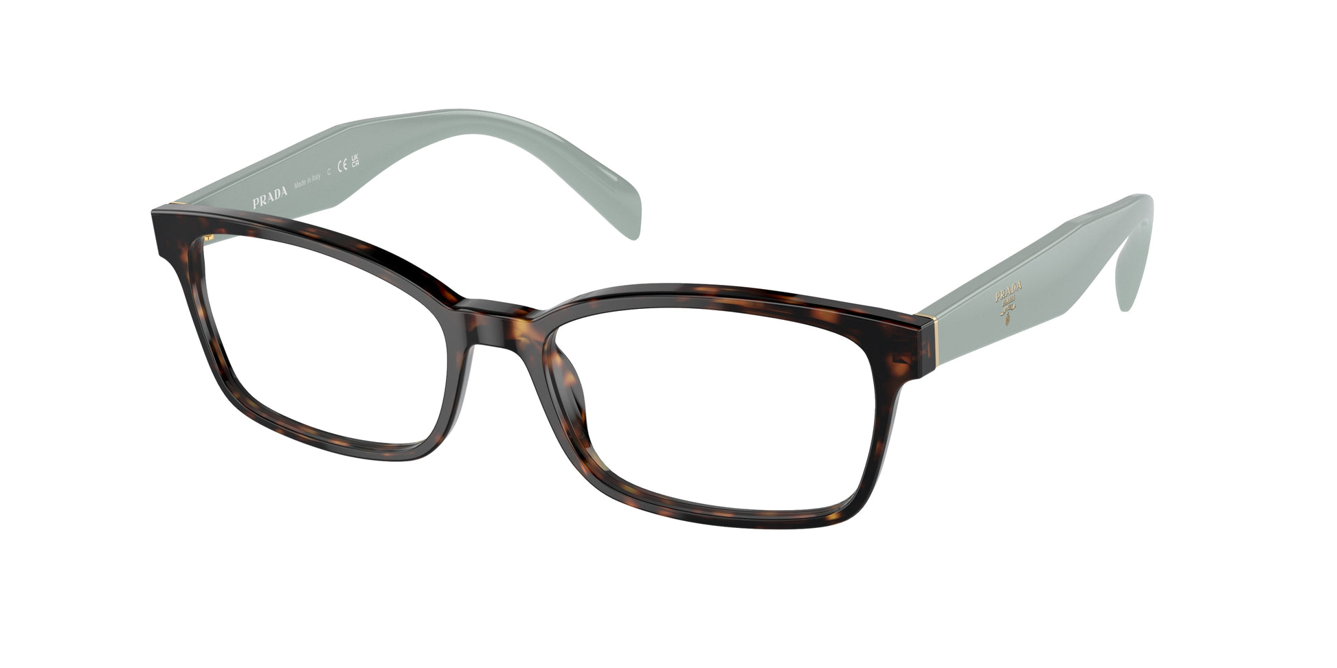 Prada HERITAGE PR18TV Rectangle Eyeglasses  2AU1O1-Havana 53-140-16 - Color Map Tortoise