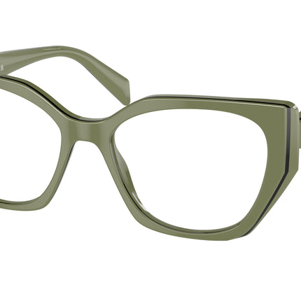 Prada PR18WV Irregular Eyeglasses  13J1O1-Sage/Black 54-145-17 - Color Map Green