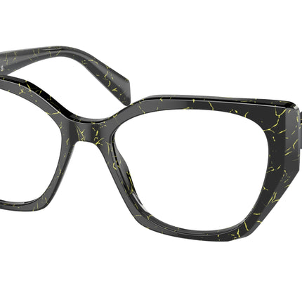 Prada PR18WV Irregular Eyeglasses  19D1O1-Black/Yellow Marble 54-145-17 - Color Map Black