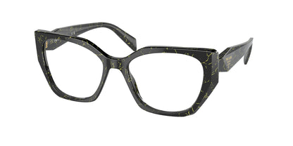 Prada PR18WV Irregular Eyeglasses  19D1O1-Black/Yellow Marble 54-145-17 - Color Map Black