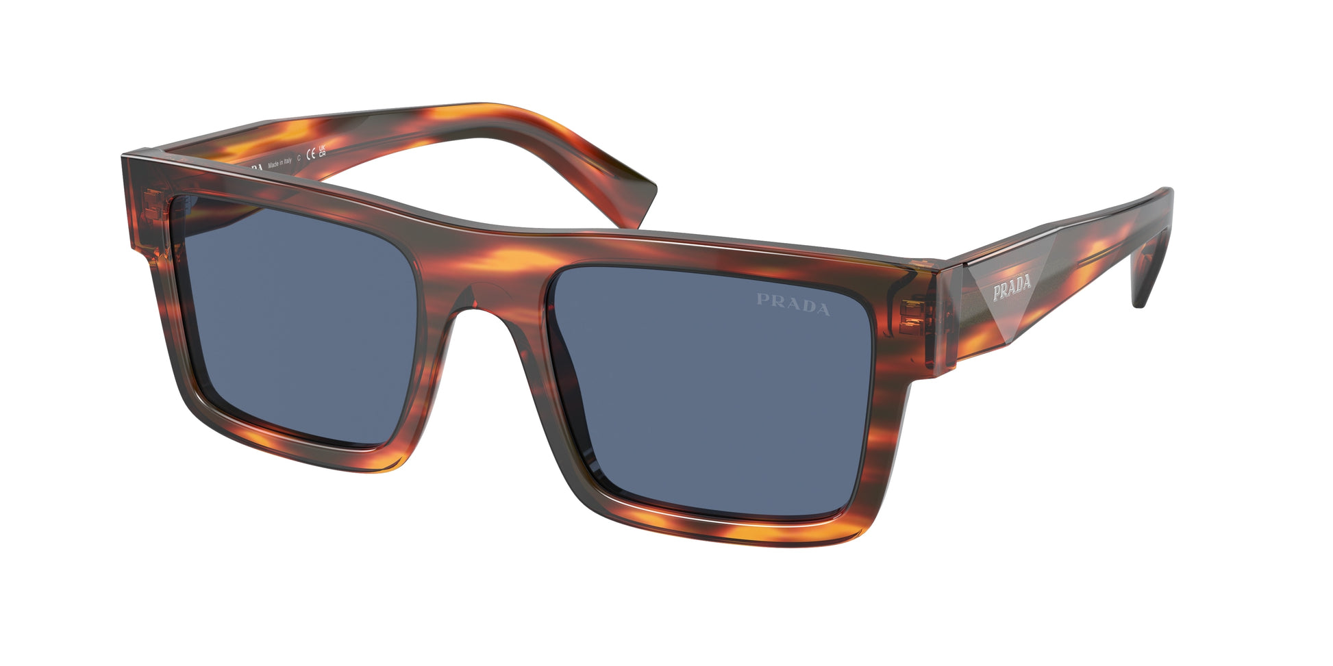 Prada PR19WS Rectangle Sunglasses  17R06A-Striped Radica 52-145-21 - Color Map Multicolor