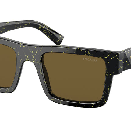 Prada PR19WS Rectangle Sunglasses  19D01T-Black/Yellow Marble 52-145-21 - Color Map Black