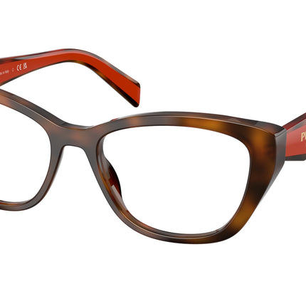 Prada PR19WV Cat Eye Eyeglasses  01K1O1-Juniper Havana 53-140-17 - Color Map Tortoise