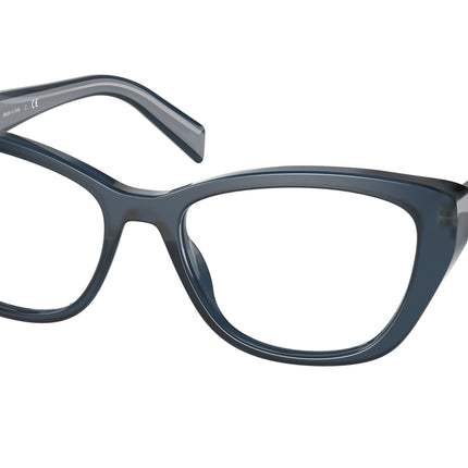 Prada PR19WV Cat Eye Eyeglasses  07Q1O1-Opal Blue 53-140-17 - Color Map Blue