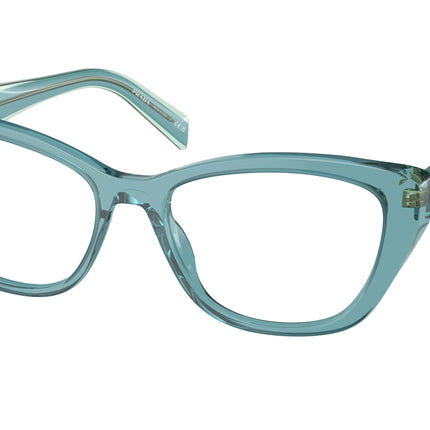 Prada PR19WV Cat Eye Eyeglasses  16J1O1-Crystal Peacock 53-140-17 - Color Map Blue