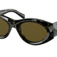 Prada PR20ZSF Oval Sunglasses  19D01T-Black Yellow Marble 54-140-19 - Color Map Black
