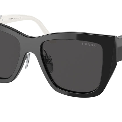 Prada PR21YS Square Sunglasses  1AB5S0-Black 54-140-18 - Color Map Black