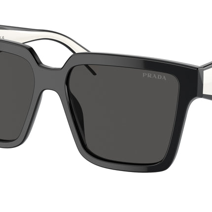 Prada PR24ZSF Square Sunglasses  1AB5S0-Black 57-140-14 - Color Map Black