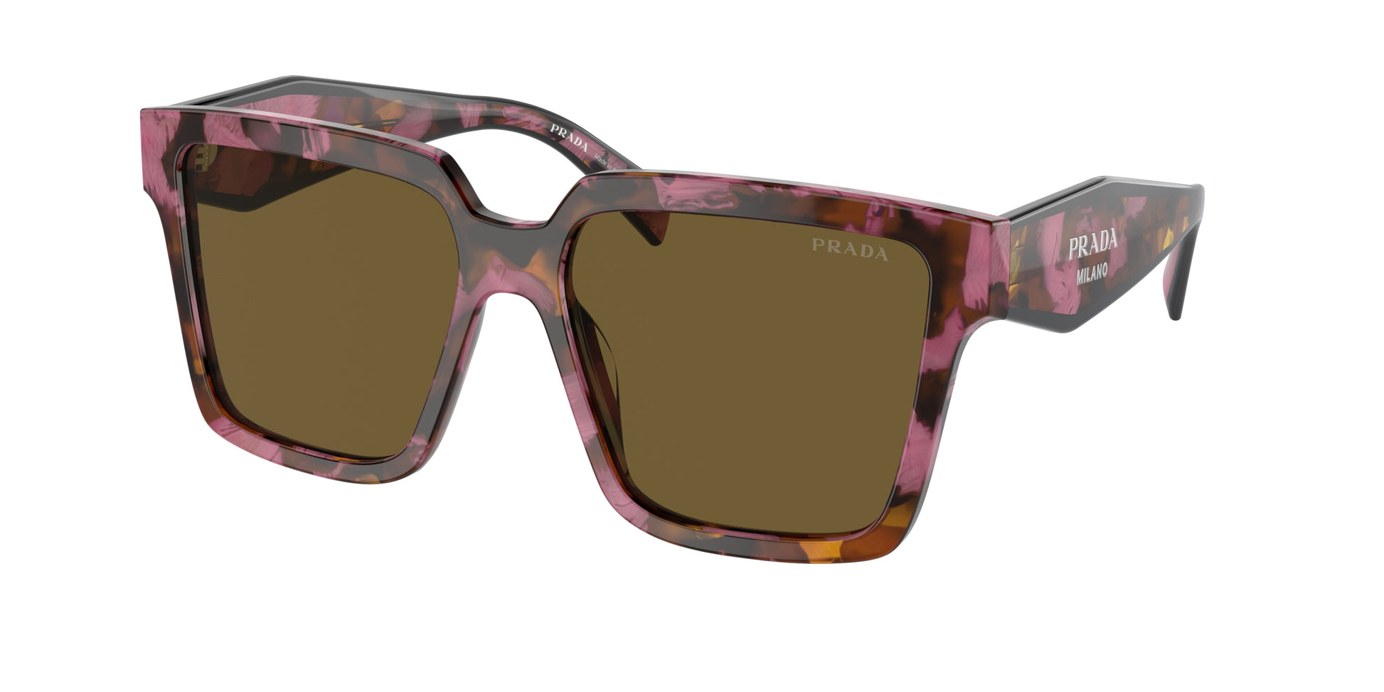Prada PR24ZS Square Sunglasses  18N01T-Tortoise Cognac Begonia 56-140-16 - Color Map Brown