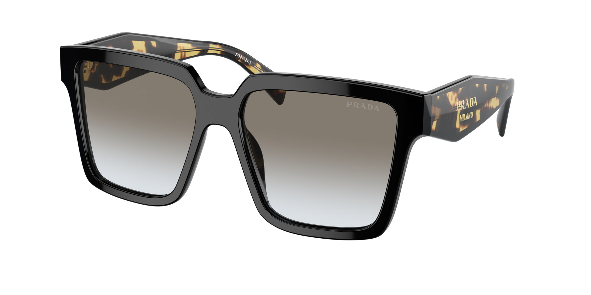 Prada PR24ZS Square Sunglasses  1AB0A7-Black 56-140-16 - Color Map Black
