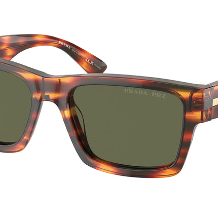 Prada PR25ZS Rectangle Sunglasses  16S03R-Striped Briar Tortoise 56-140-18 - Color Map Red