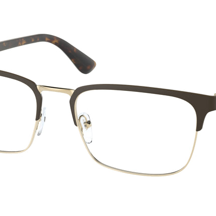 Prada HERITAGE PR54TV Rectangle Eyeglasses  01U1O1-Matte Burnished/Pale Gold 55-140-19 - Color Map Grey