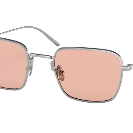 Prada PR54WS Rectangle Sunglasses  05Q03F-Satin Titanium 52-145-22 - Color Map Grey
