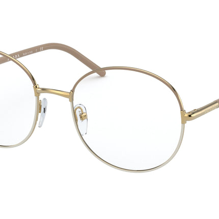 Prada PR55WV Round Eyeglasses  06I1O1-Beige/White 51-140-19 - Color Map Brown