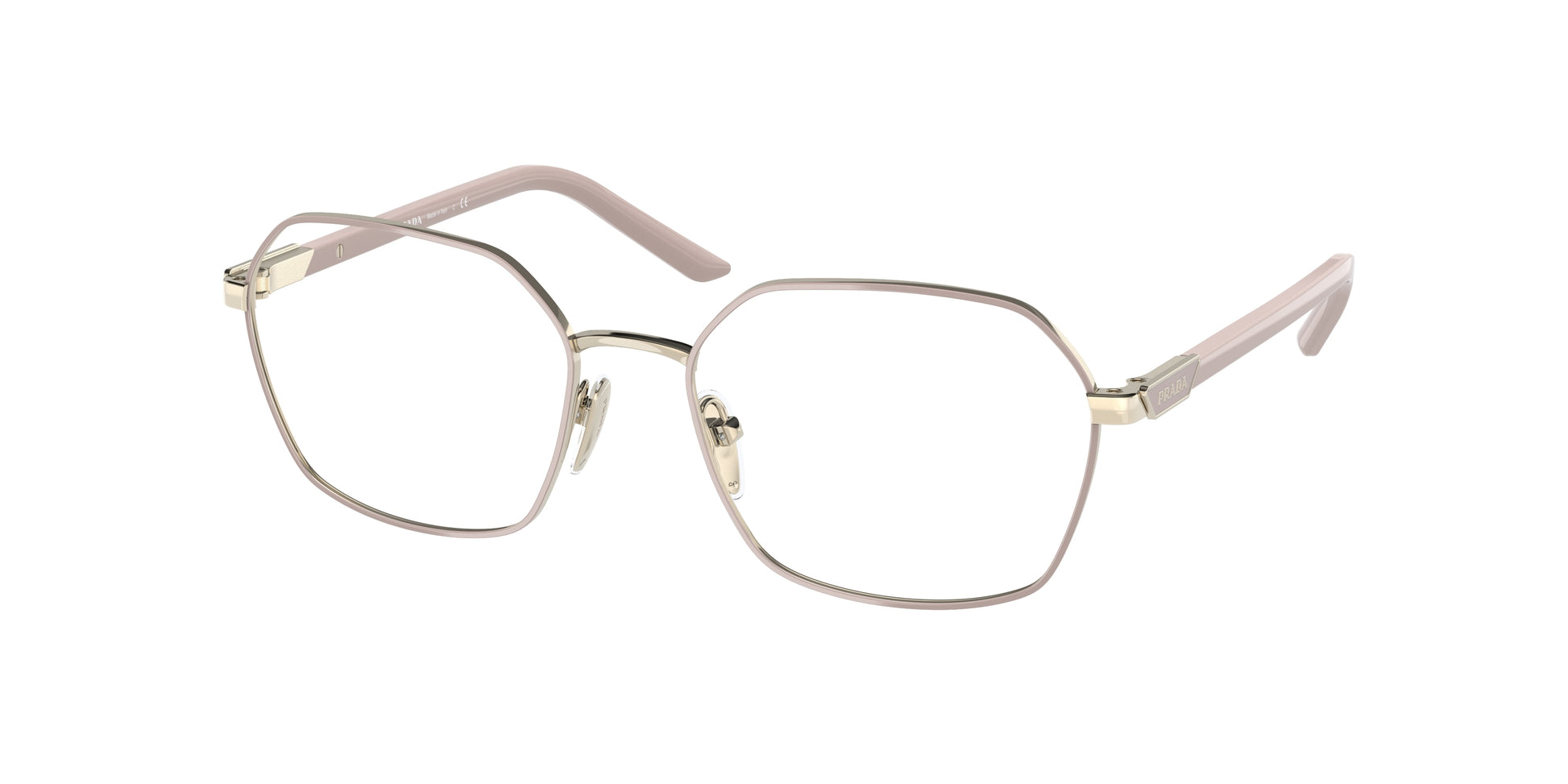 Prada PR55YV Square Eyeglasses  09Y1O1-Alabaster/Pale Gold 53-135-17 - Color Map Gold