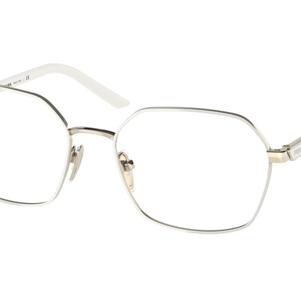 Prada PR55YV Square Eyeglasses  LFB1O1-Talc/Pale Gold 53-135-17 - Color Map White
