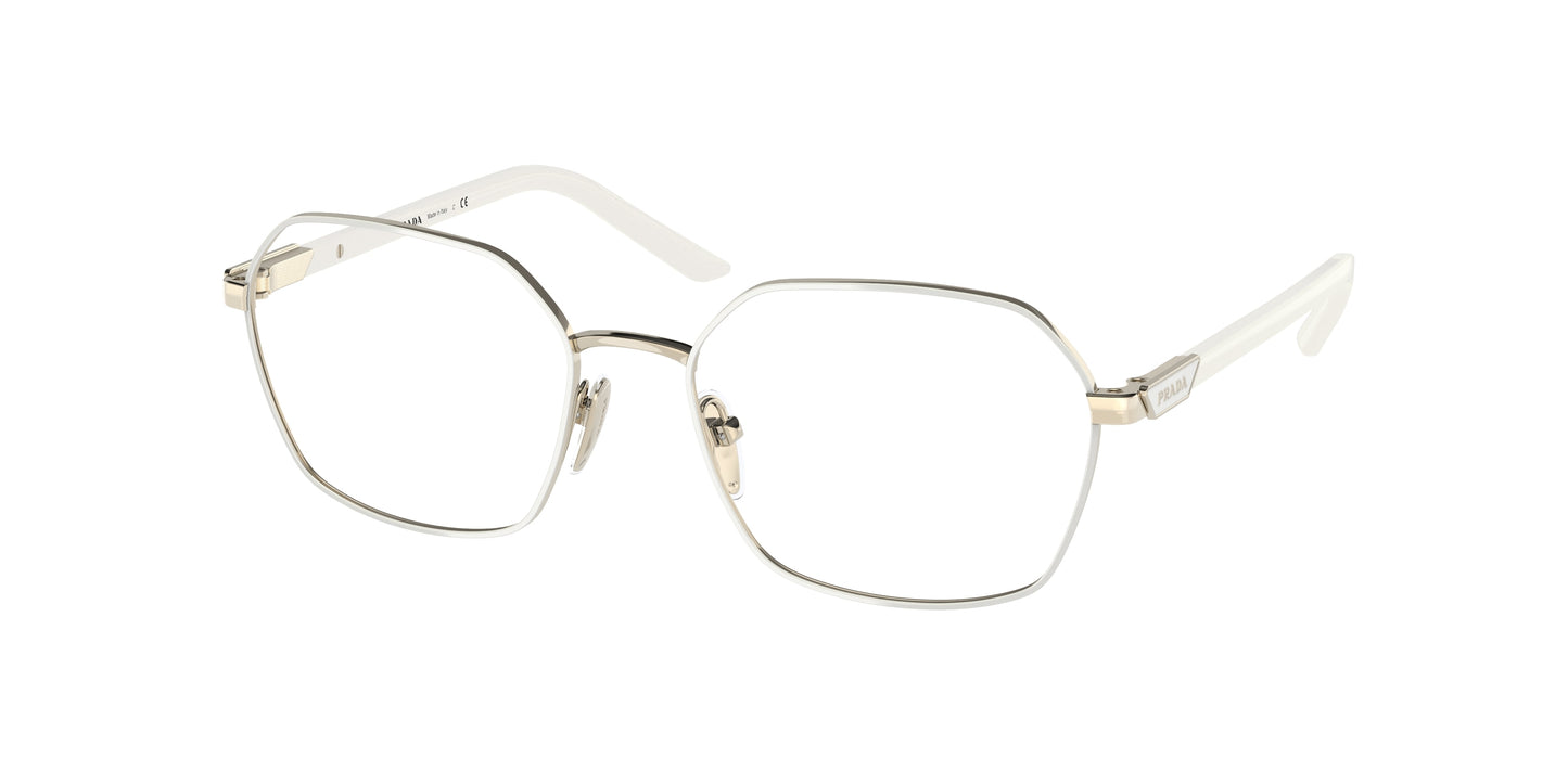 Prada PR55YV Square Eyeglasses  LFB1O1-Talc/Pale Gold 53-135-17 - Color Map White