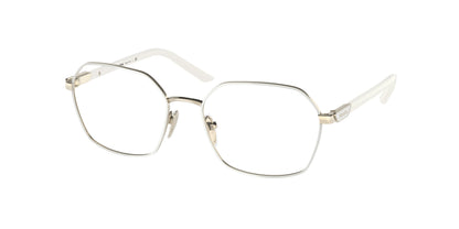 Prada PR55YV Square Eyeglasses  LFB1O1-Talc/Pale Gold 53-135-17 - Color Map White