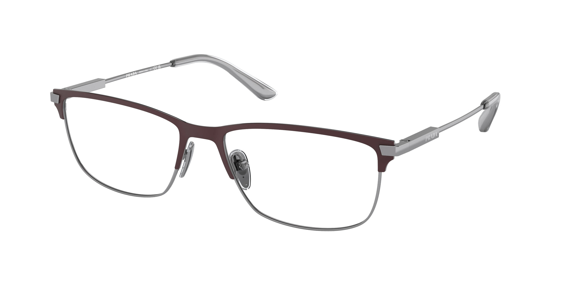Prada PR55ZV Rectangle Eyeglasses  12G1O1-Matte Etruscan/Gunmetal 57-145-17 - Color Map Brown