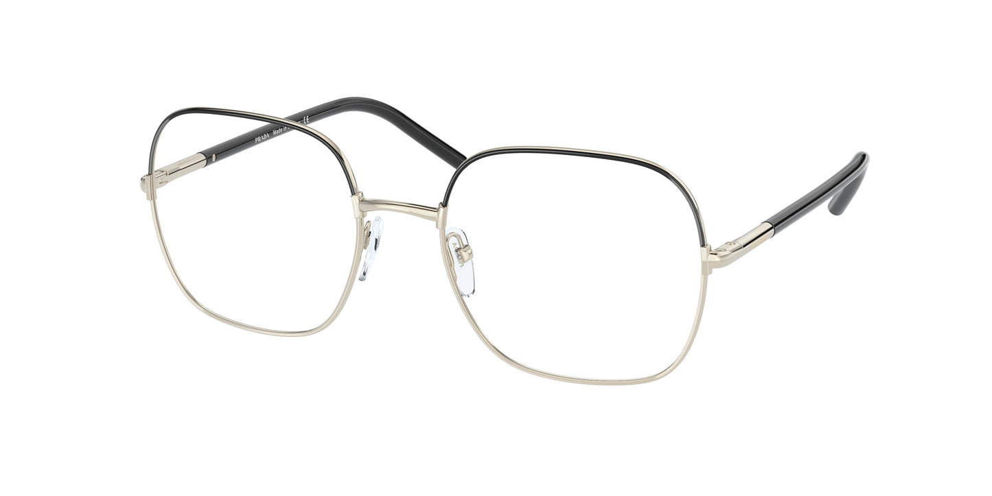 Prada PR56WV Rectangle Eyeglasses  AAV1O1-Black/Pale Gold 54-140-19 - Color Map Black