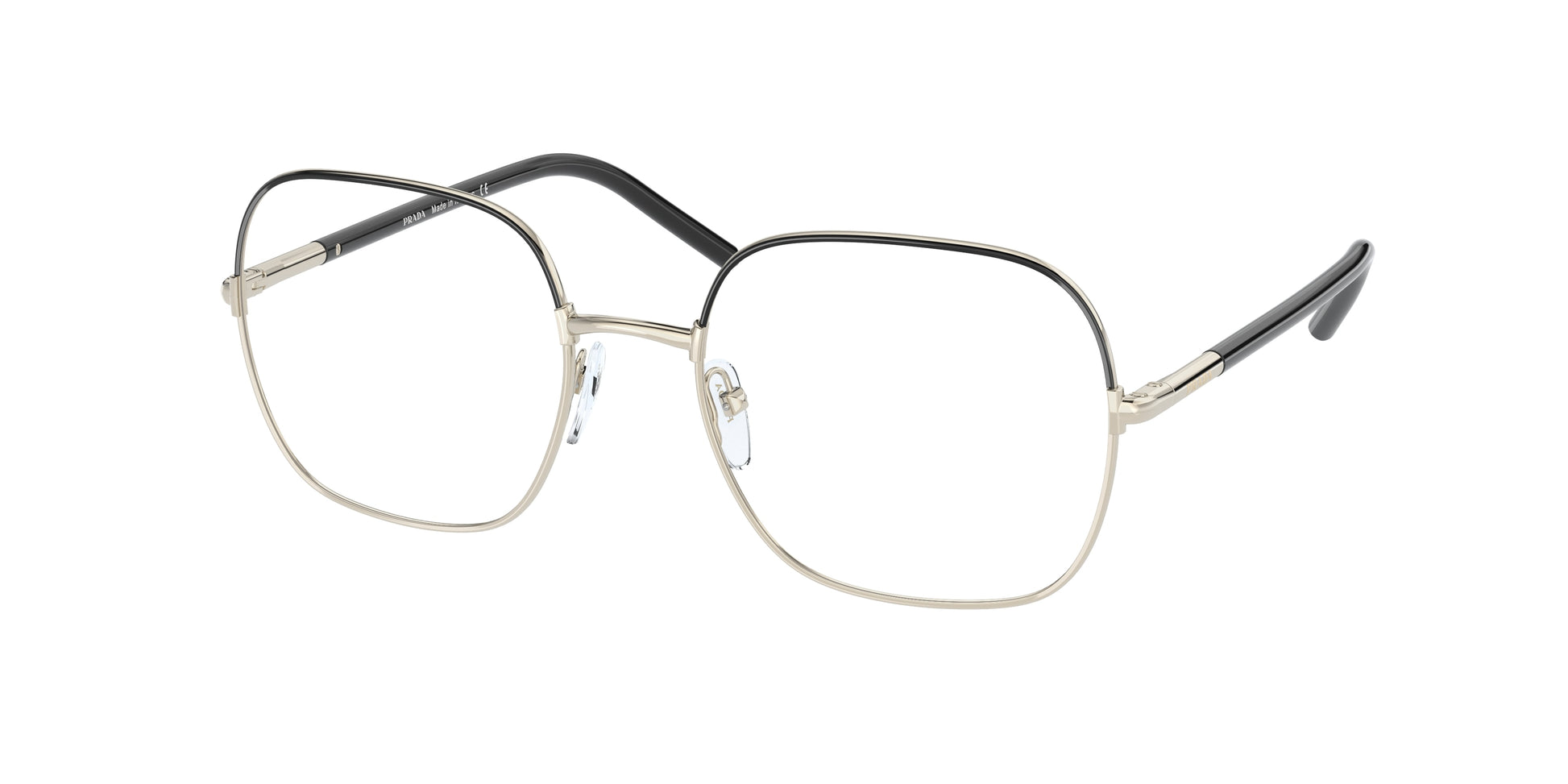 Prada PR56WV Rectangle Eyeglasses  AAV1O1-Black/Pale Gold 54-140-19 - Color Map Black