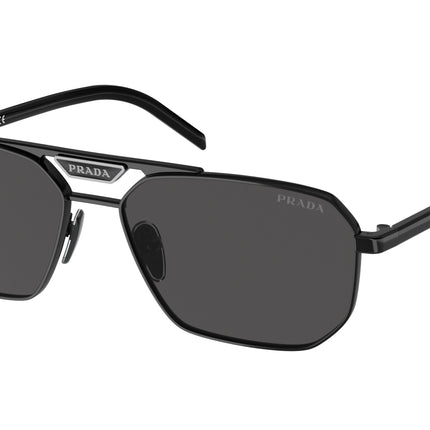 Prada PR58YS Rectangle Sunglasses  1AB5S0-Black 57-145-15 - Color Map Black