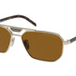 Prada PR58YS Rectangle Sunglasses  ZVN5Y1-Pale Gold 57-145-15 - Color Map Gold