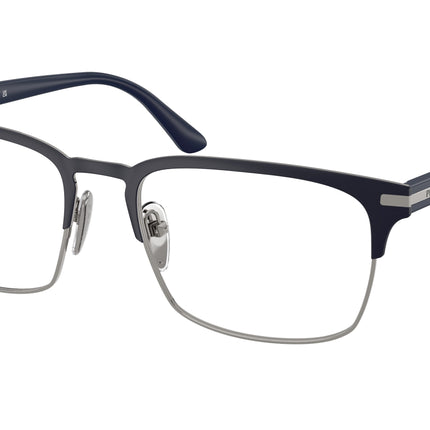 Prada PR58ZV Rectangle Eyeglasses  02N1O1-Matte Baltic/Gunmetal 57-145-19 - Color Map Blue