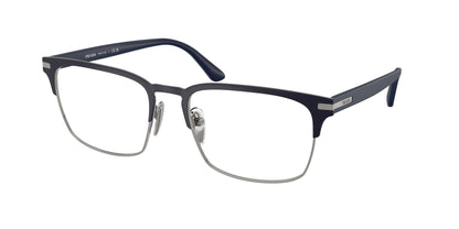 Prada PR58ZV Rectangle Eyeglasses  02N1O1-Matte Baltic/Gunmetal 57-145-19 - Color Map Blue