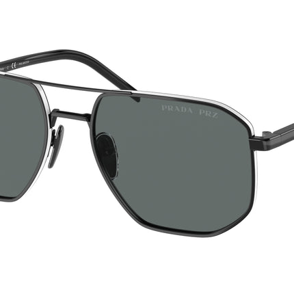 Prada PR59YS Square Sunglasses  1AB5Z1-Black 57-145-18 - Color Map Black