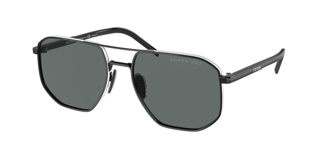 Prada PR59YS Square Sunglasses  1AB5Z1-Black 57-145-18 - Color Map Black