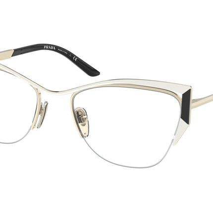Prada PR63YV Butterfly Eyeglasses  11A1O1-Talc/Black/Pale Gold 54-135-19 - Color Map White