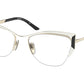 Prada PR63YV Butterfly Eyeglasses  11A1O1-Talc/Black/Pale Gold 54-135-19 - Color Map White