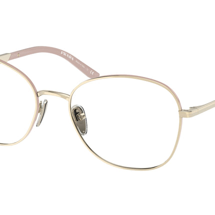 Prada PR64YV Round Eyeglasses  17A1O1-Pale Gold/Alabaster 54-135-18 - Color Map Gold