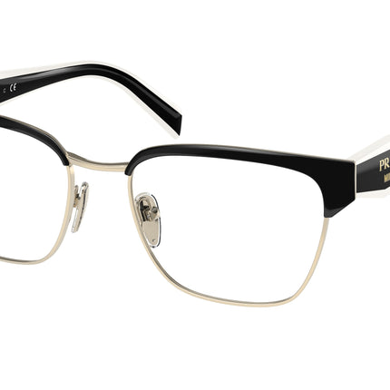 Prada PR65YV Irregular Eyeglasses  18A1O1-Black/Pale Gold 53-140-18 - Color Map Black