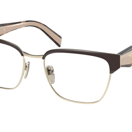 Prada PR65YV Irregular Eyeglasses  KOF1O1-Brown/Pale Gold 53-140-18 - Color Map Brown