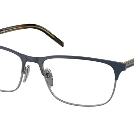 Prada PR66YV Pillow Eyeglasses  02N1O1-Matte Baltic/Gunmetal 57-145-17 - Color Map Blue