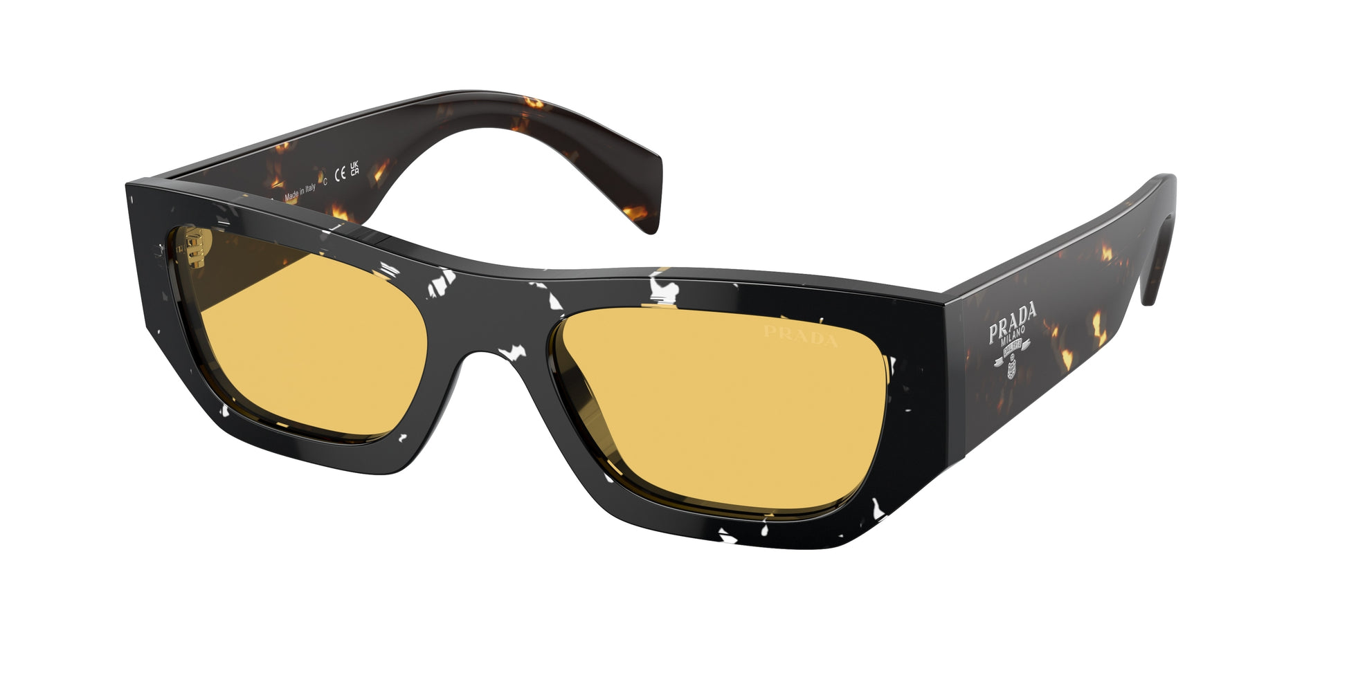 Prada PRA01SF Pillow Sunglasses  15O10C-Havana Black Transparent 55-145-17 - Color Map Brown