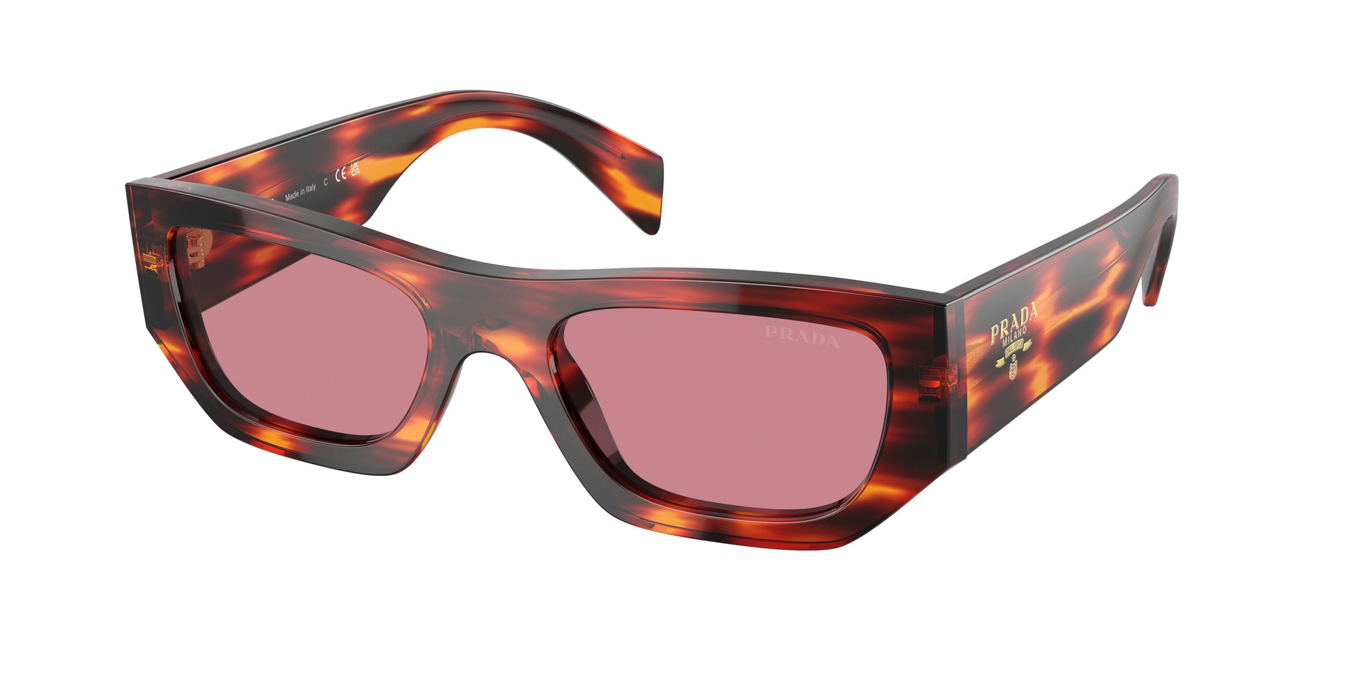 Prada PRA01S Pillow Sunglasses  13O80B-Havana Red 53-145-20 - Color Map Red