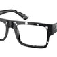 Prada PRA01V Rectangle Eyeglasses  15O1O1-Havana Black Transparent 57-150-19 - Color Map Brown