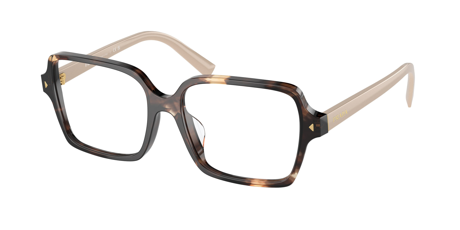 Prada PRA02VF Pillow Eyeglasses  07R1O1-Havana Caramel 55-145-16 - Color Map Brown