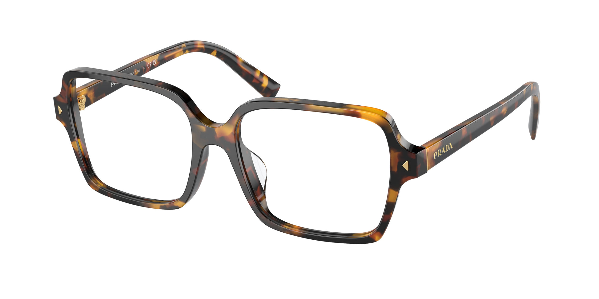 Prada PRA02VF Pillow Eyeglasses  VAU1O1-Havana Clear 55-145-16 - Color Map Tortoise