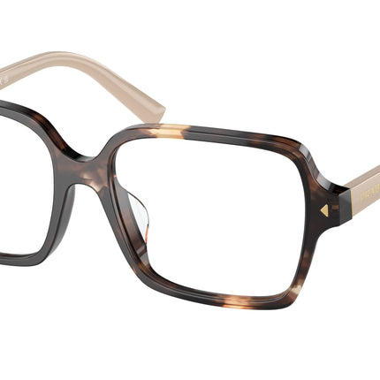 Prada PRA02V Pillow Eyeglasses  07R1O1-Havana Caramel 53-145-17 - Color Map Brown