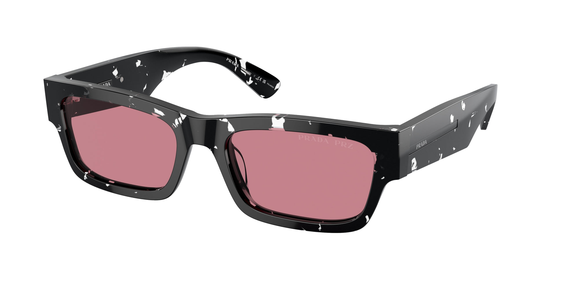 Prada PRA03SF Rectangle Sunglasses  15O70C-Havana Black 58-145-17 - Color Map Brown