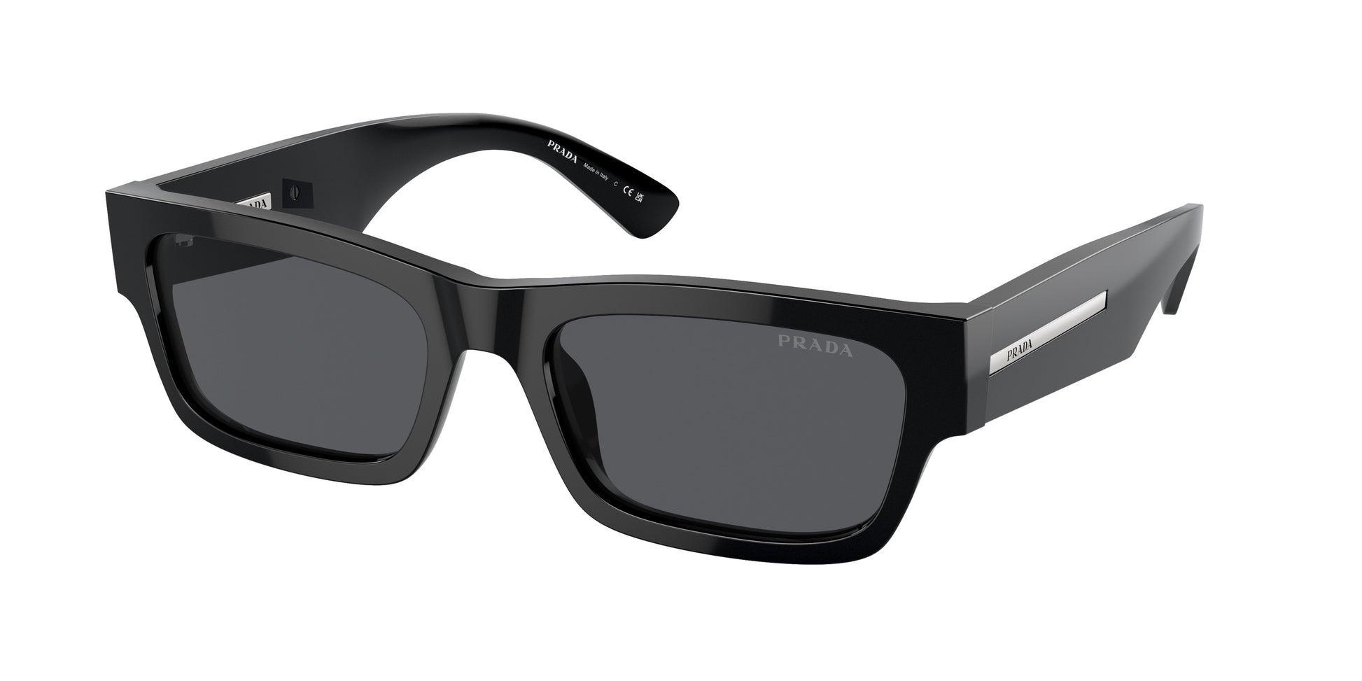 Prada PRA03SF Rectangle Sunglasses  16K07T-Black 58-145-17 - Color Map Black