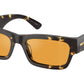Prada PRA03SF Rectangle Sunglasses  16O20C-Havana Black/Yellow 58-145-17 - Color Map Brown